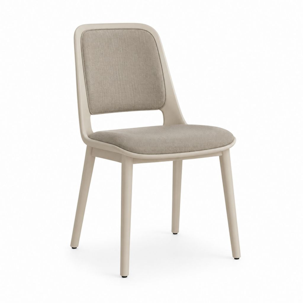 Sedia da pranzo imbottita beige in polipropilene e poliestere 46 x 54 x 82 cm