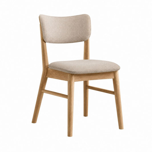 Sedia da pranzo imbottita beige in rovere massello 48 x 53 x 78 cm