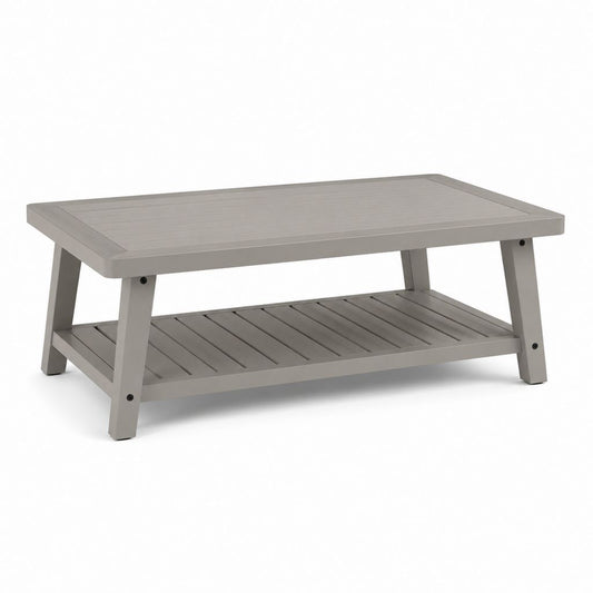 Tavolino da caffè rettangolare grigio in polipropilene 100 x 60 x 45 cm con ripiano inferiore