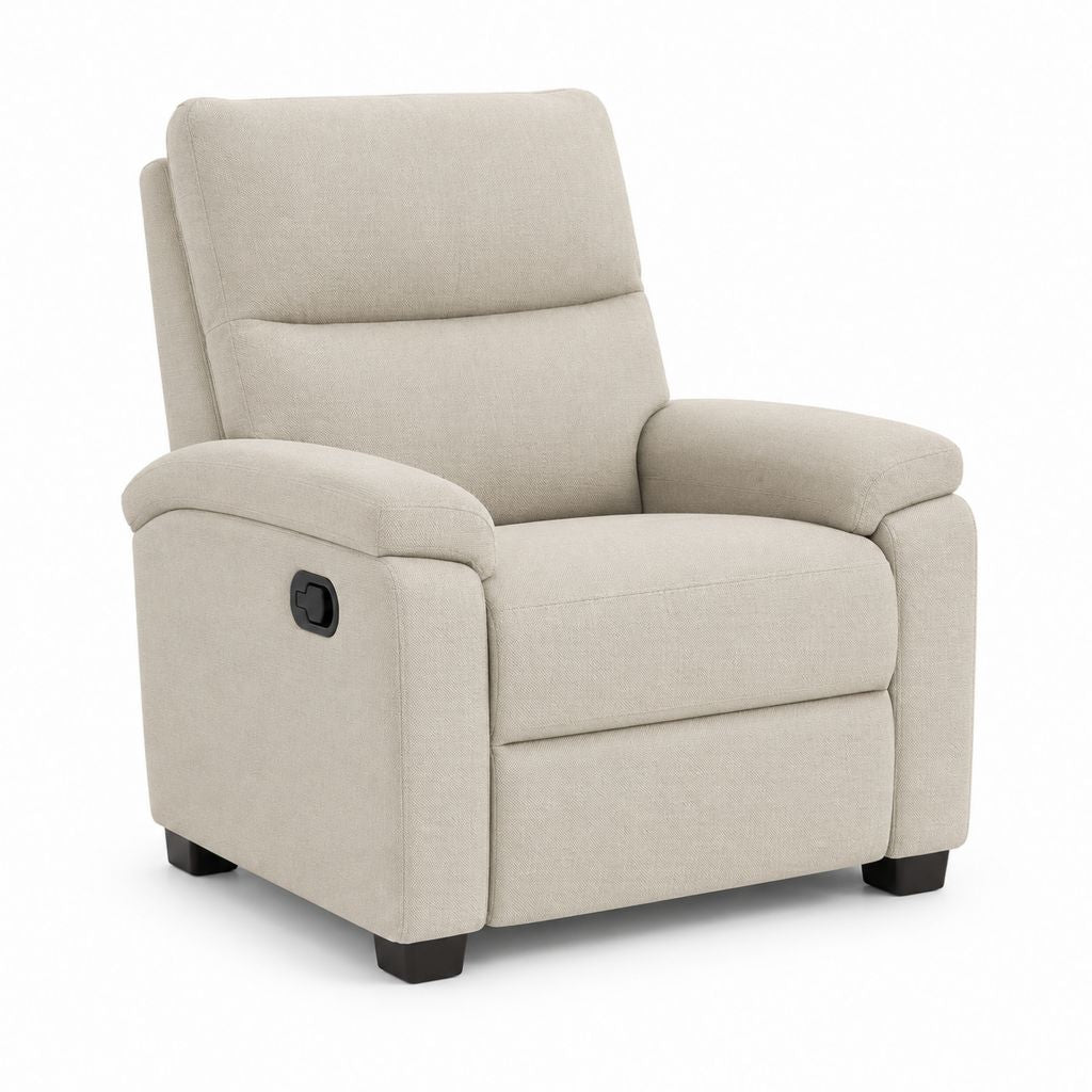 Poltrona reclinabile manuale beige in poliestere con poggiapiedi 90 x 95 x 102 cm