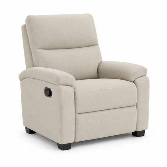 Poltrona reclinabile manuale beige in poliestere con poggiapiedi 90 x 95 x 102 cm