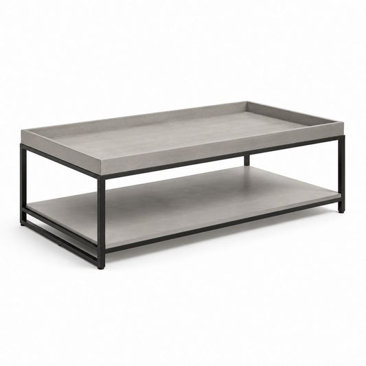 Tavolino da caffè rettangolare grigio e nero in pannelli MDF e acciaio 120 x 60 x 45 cm
