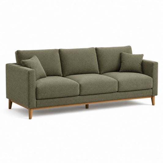 Divano 3 posti verde oliva in poliestere rettangolare 220 x 90 x 85 cm
