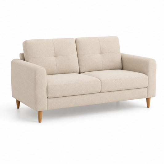 Divano 2 posti beige in poliestere rettangolare 150 x 85 x 85 cm