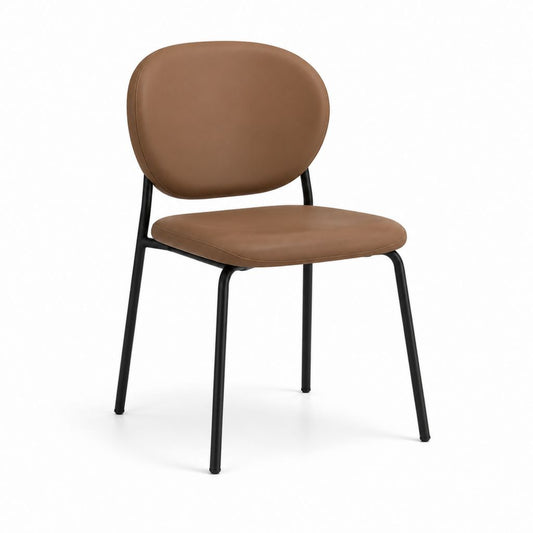 Sedia da pranzo marrone in pelle PU con struttura in acciaio 48 x 54 x 80 cm